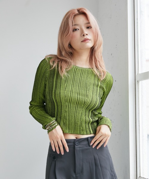 VeLV(ヴェルヴ)の「LIB KNIT TOPS リブニットトップス(ニット/セーター・レディース・ブラック/ブルー/グレー・FREE)」の1枚目の写真