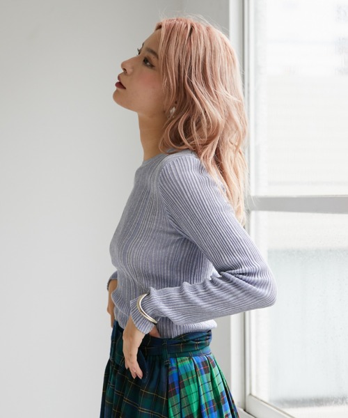 VeLV(ヴェルヴ)の「LIB KNIT TOPS リブニットトップス(ニット/セーター・レディース・ブラック/ブルー/グレー・FREE)」の11枚目の写真