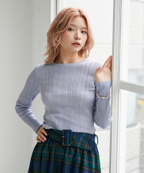 VeLV(ヴェルヴ)の「LIB KNIT TOPS リブニットトップス(ニット/セーター・レディース・ブラック/ブルー/グレー・FREE)」の10枚目の写真