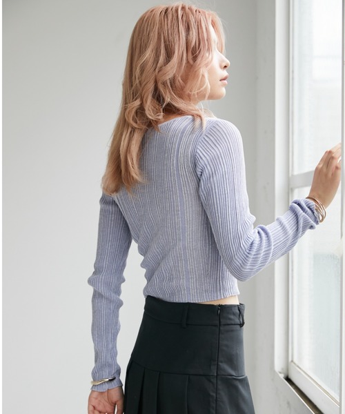VeLV(ヴェルヴ)の「LIB KNIT TOPS リブニットトップス(ニット/セーター・レディース・ブラック/ブルー/グレー・FREE)」の14枚目の写真