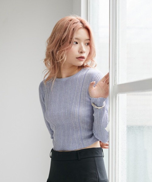 VeLV(ヴェルヴ)の「LIB KNIT TOPS リブニットトップス(ニット/セーター・レディース・ブラック/ブルー/グレー・FREE)」の12枚目の写真