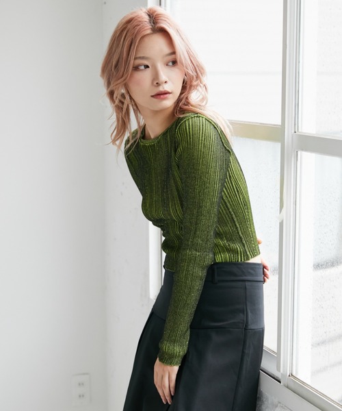 VeLV(ヴェルヴ)の「LIB KNIT TOPS リブニットトップス(ニット/セーター・レディース・ブラック/ブルー/グレー・FREE)」の5枚目の写真