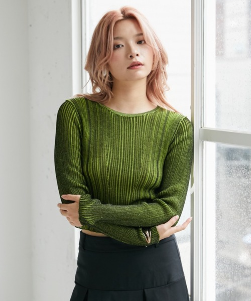 VeLV(ヴェルヴ)の「LIB KNIT TOPS リブニットトップス(ニット/セーター・レディース・ブラック/ブルー/グレー・FREE)」の4枚目の写真