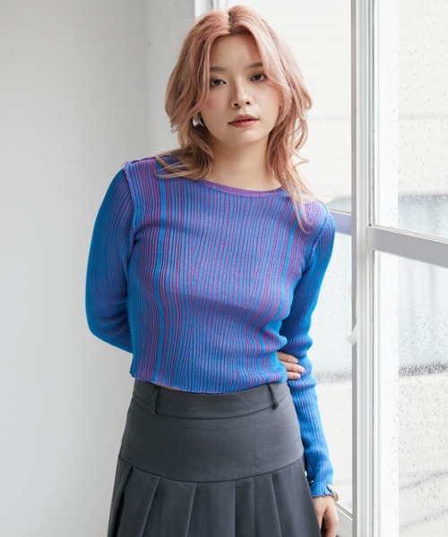VeLV(ヴェルヴ)の「LIB KNIT TOPS リブニットトップス(ニット/セーター・レディース・ブラック/ブルー/グレー・FREE)」の15枚目の写真
