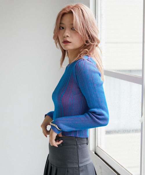 VeLV(ヴェルヴ)の「LIB KNIT TOPS リブニットトップス(ニット/セーター・レディース・ブラック/ブルー/グレー・FREE)」の16枚目の写真