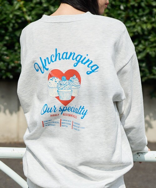 FREAK'S STORE（フリークスストア）の「FOODIE SWEAT SHIRT / フーディー スウェット/ハート ロゴスウェット/バックプリントスウェット（スウェット・レディース・ライトグレー/ナチュラル・ﾌﾘ-）」の10枚目の写真