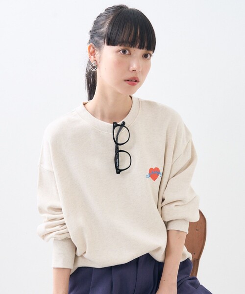 FREAK'S STORE（フリークスストア）の「FOODIE SWEAT SHIRT / フーディー スウェット/ハート ロゴスウェット/バックプリントスウェット（スウェット・レディース・ライトグレー/ナチュラル・ﾌﾘ-）」の15枚目の写真