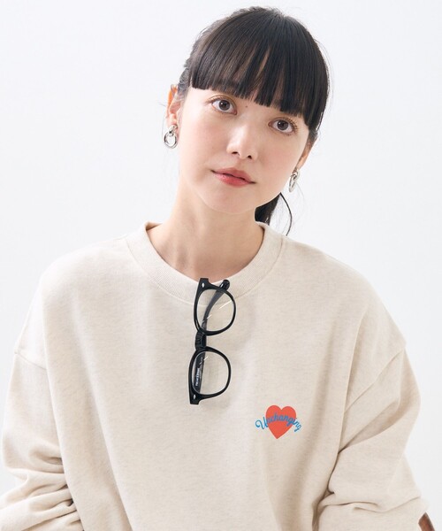 FREAK'S STORE（フリークスストア）の「FOODIE SWEAT SHIRT / フーディー スウェット/ハート ロゴスウェット/バックプリントスウェット（スウェット・レディース・ライトグレー/ナチュラル・ﾌﾘ-）」の16枚目の写真