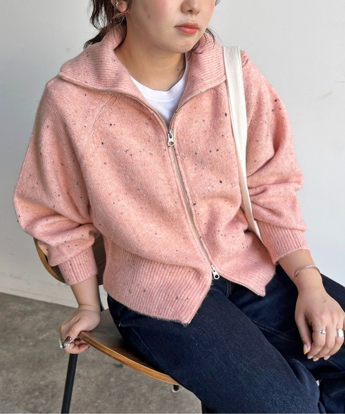 CPCM（シーピーシーエム）の「ダブルZIPネップニット（カーディガン/ボレロ・レディース・ブラウン/ピンク/アイボリー・FREE）」の3枚目の写真