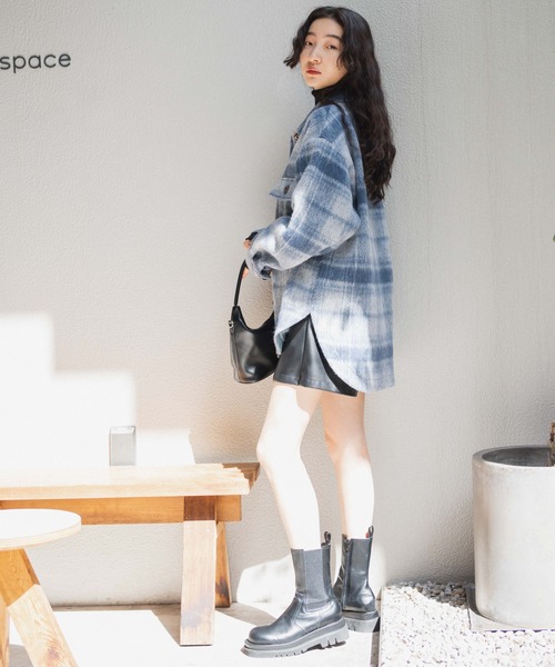 WEGO（ウィゴー）の「WEGO/シャギーチェックCPOジャケット（ステンカラーコート・レディース・ベージュ系その他2/ブルー系その他2・FREE）」の14枚目の写真