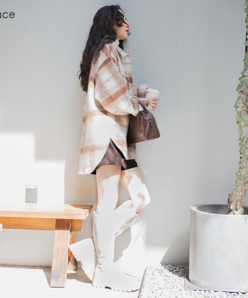 WEGO（ウィゴー）の「WEGO/シャギーチェックCPOジャケット（ステンカラーコート・レディース・ベージュ系その他2/ブルー系その他2・FREE）」の11枚目の写真