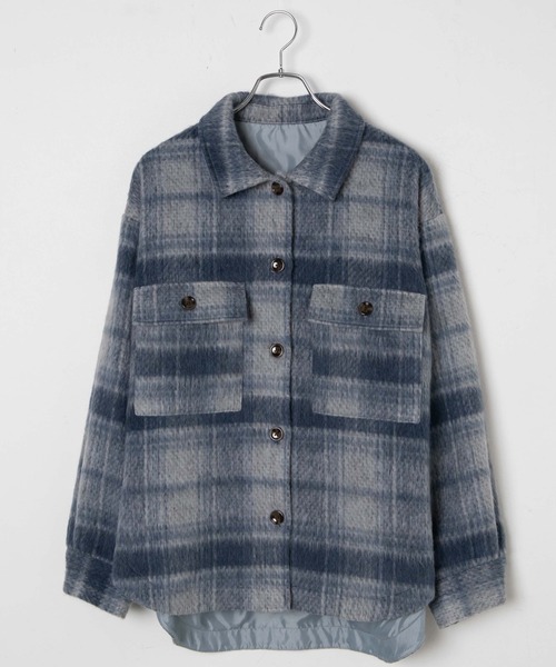 WEGO（ウィゴー）の「WEGO/シャギーチェックCPOジャケット（ステンカラーコート・レディース・ベージュ系その他2/ブルー系その他2・FREE）」の15枚目の写真