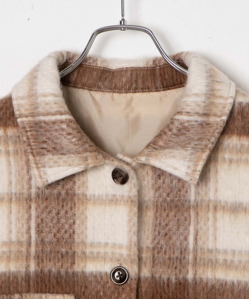 WEGO（ウィゴー）の「WEGO/シャギーチェックCPOジャケット（ステンカラーコート・レディース・ベージュ系その他2/ブルー系その他2・FREE）」の18枚目の写真