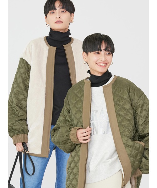 AMERICAN HOLIC(アメリカンホリック)の「キルポカリバーシブルキルティングミディコート(その他アウター・レディース・ブラック/カーキ・L/M)」の3枚目の写真