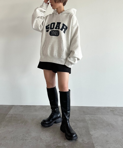 apres jour mignon(アプレジュールミニョン)の「ロゴフーディー【ZOZOTOWN限定アイテム】(パーカー・レディース・ボルドー/杢グレー/ナチュラル/ネイビー・X-LARGE/フリー)」の18枚目の写真