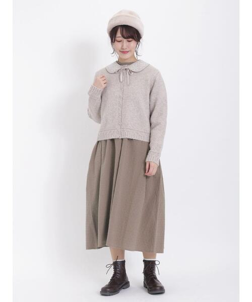 Samansa Mos2(サマンサ モスモス)の「刺繍襟付カーディガン(カーディガン/ボレロ・レディース・ベージュ/キナリ/チャコールグレー・F)」の7枚目の写真