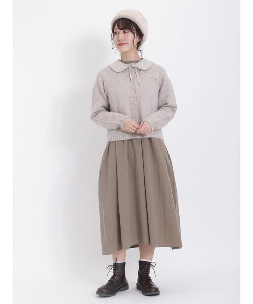 Samansa Mos2(サマンサ モスモス)の「刺繍襟付カーディガン(カーディガン/ボレロ・レディース・ベージュ/キナリ/チャコールグレー・F)」の8枚目の写真