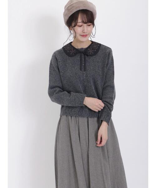 Samansa Mos2（サマンサ モスモス）の「刺繍襟付カーディガン