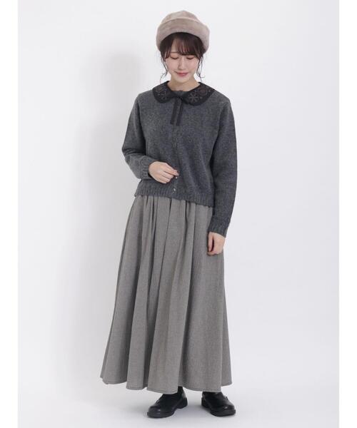Samansa Mos2(サマンサ モスモス)の「刺繍襟付カーディガン(カーディガン/ボレロ・レディース・ベージュ/キナリ/チャコールグレー・F)」の16枚目の写真