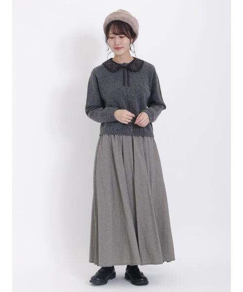 Samansa Mos2(サマンサ モスモス)の「刺繍襟付カーディガン(カーディガン/ボレロ・レディース・ベージュ/キナリ/チャコールグレー・F)」の17枚目の写真
