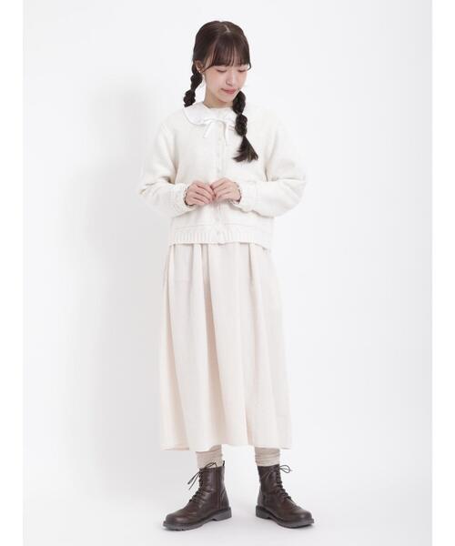 Samansa Mos2(サマンサ モスモス)の「刺繍襟付カーディガン(カーディガン/ボレロ・レディース・ベージュ/キナリ/チャコールグレー・F)」の13枚目の写真