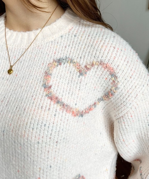 正規品♡オンライン限定♡トイプードル♡ジャガードプルオーバー♡グレー LOULOU select（ルルセレクト）の「ミックスカラーハート