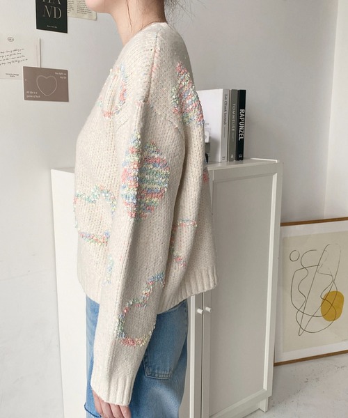 LOULOU select（ルルセレクト）の「ミックスカラーハートジャガード