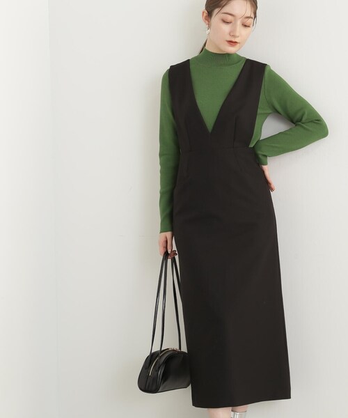 N.（N. Natural Beauty Basic）（エヌエヌナチュラルビューティーベーシック）の「プランジネックジャンパースカート（ジャンパースカート・レディース・ブラウン/ブラック/グレー・SMALL/MEDIUM）」の10枚目の写真