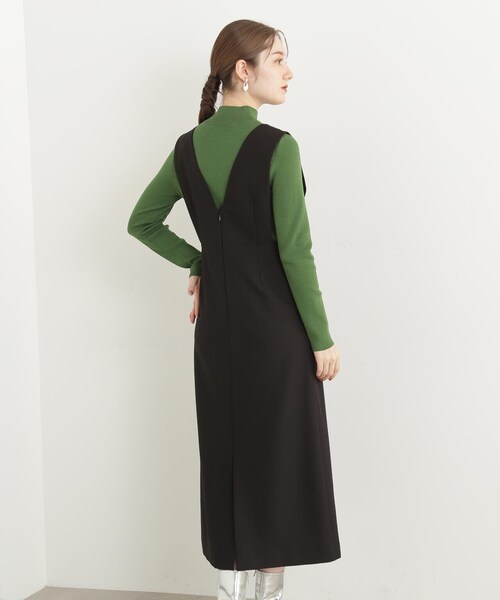 N.（N. Natural Beauty Basic）（エヌエヌナチュラルビューティーベーシック）の「プランジネックジャンパースカート（ジャンパースカート・レディース・ブラウン/ブラック/グレー・SMALL/MEDIUM）」の13枚目の写真