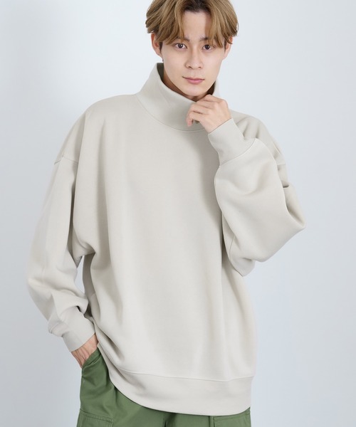 セール】裏起毛 無地 ドルマン ハイネックトレーナー（スウェット