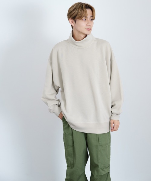 improves（インプローブス）の「裏起毛 無地 ドルマン ハイネックトレーナー（スウェット・メンズ・チャコール/パープル/杢グレー/ブラック/グレイッシュベージュ・X-LARGE/LARGE/MEDIUM）」の17枚目の写真