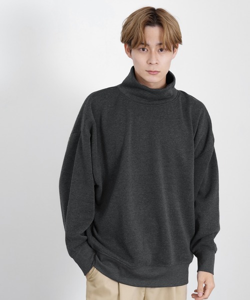 improves（インプローブス）の「裏起毛 無地 ドルマン ハイネックトレーナー（スウェット・メンズ・チャコール/パープル/杢グレー/ブラック/グレイッシュベージュ・X-LARGE/LARGE/MEDIUM）」の13枚目の写真