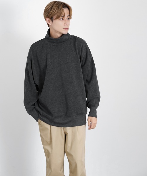 improves（インプローブス）の「裏起毛 無地 ドルマン ハイネックトレーナー（スウェット・メンズ・チャコール/パープル/杢グレー/ブラック/グレイッシュベージュ・X-LARGE/LARGE/MEDIUM）」の14枚目の写真
