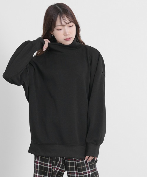 improves（インプローブス）の「裏起毛 無地 ドルマン ハイネックトレーナー（スウェット・メンズ・チャコール/パープル/杢グレー/ブラック/グレイッシュベージュ・X-LARGE/LARGE/MEDIUM）」の6枚目の写真