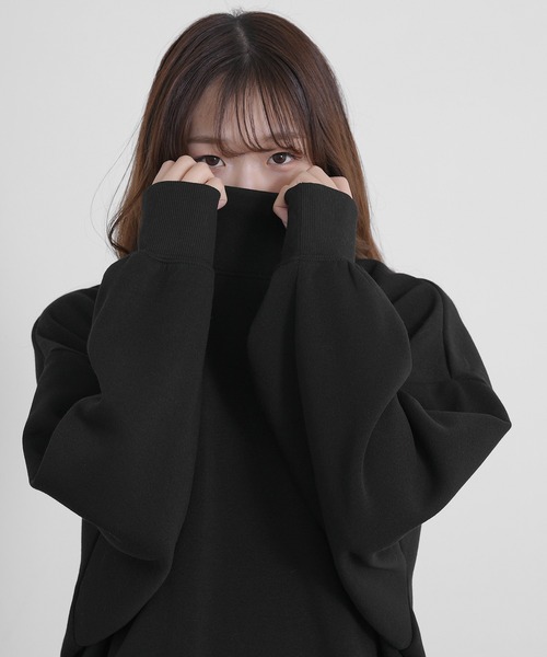 improves（インプローブス）の「裏起毛 無地 ドルマン ハイネックトレーナー（スウェット・メンズ・チャコール/パープル/杢グレー/ブラック/グレイッシュベージュ・X-LARGE/LARGE/MEDIUM）」の7枚目の写真