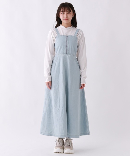 repipi armario(レピピ アルマリオ)の「デニムZIPジャンスカ(ジャンパースカート・キッズ・ブルー/ブラック・SMALL/MEDIUM/LARGE)」の6枚目の写真