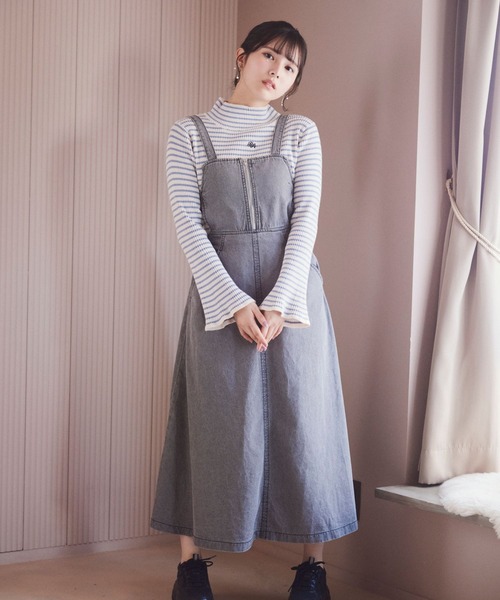 repipi armario(レピピ アルマリオ)の「デニムZIPジャンスカ(ジャンパースカート・キッズ・ブルー/ブラック・SMALL/MEDIUM/LARGE)」の15枚目の写真