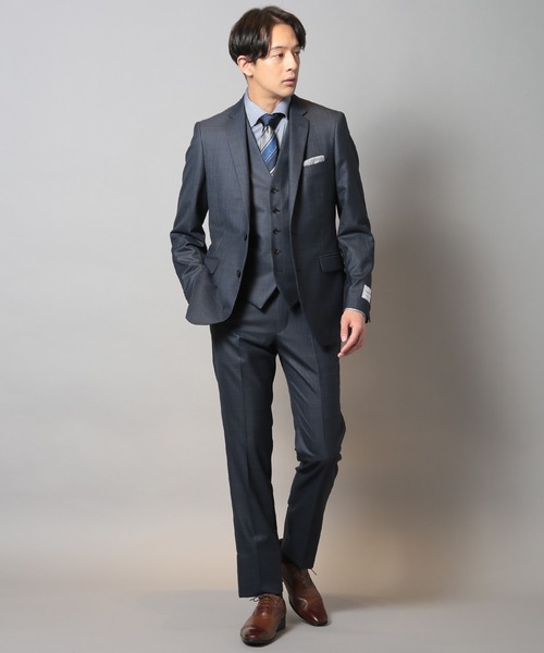 CROWDED CLOSET（クラウデッドクローゼット）の「毛PEメランジウインドウペンスーツセットアップ（スリーピース対応）（セットアップ・メンズ・ネイビー/グレー・03/01/02/04）」の2枚目の写真