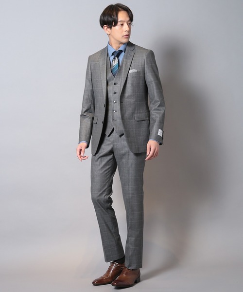 CROWDED CLOSET（クラウデッドクローゼット）の「毛PEメランジウインドウペンスーツセットアップ（スリーピース対応）（セットアップ・メンズ・ネイビー/グレー・03/01/02/04）」の3枚目の写真