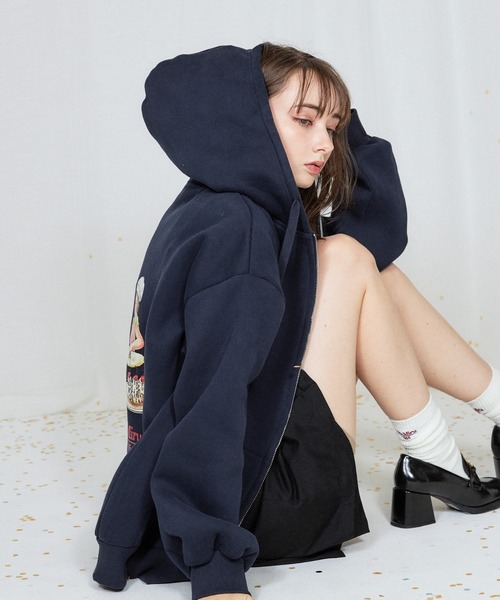 アンミル　AnnMiru ミルと365日　チェリーオーバーパーカー　ネイビー AnnMiru（アンミル）の「チェリーオーバーパーカー（パーカー）」 - WEAR