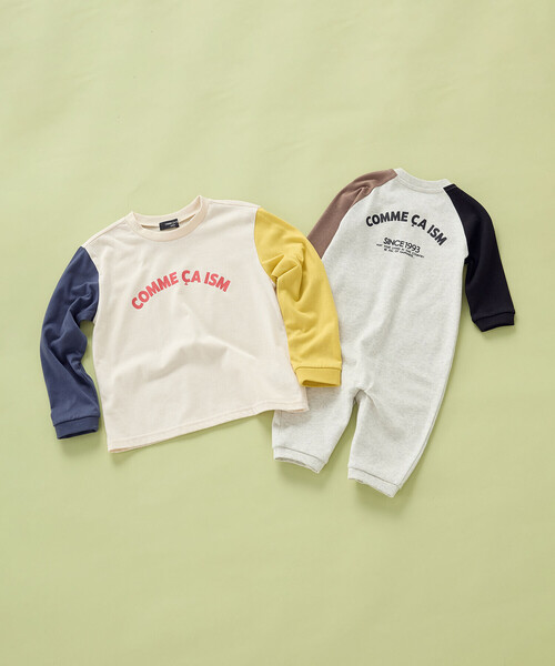 COMME CA ISM（コムサイズム）の「ロゴプリント長袖ツーウェイオール（ロンパース・キッズ・ラベンダー/オートミール・60-80cm）」の3枚目の写真