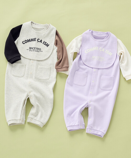 COMME CA ISM（コムサイズム）の「ロゴプリント長袖ツーウェイオール（ロンパース・キッズ・ラベンダー/オートミール・60-80cm）」の5枚目の写真