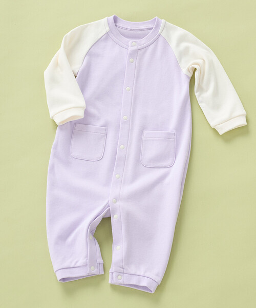 COMME CA ISM（コムサイズム）の「ロゴプリント長袖ツーウェイオール（ロンパース・キッズ・ラベンダー/オートミール・60-80cm）」の8枚目の写真