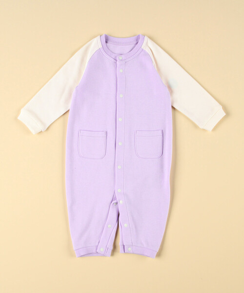 COMME CA ISM（コムサイズム）の「ロゴプリント長袖ツーウェイオール（ロンパース・キッズ・ラベンダー/オートミール・60-80cm）」の9枚目の写真