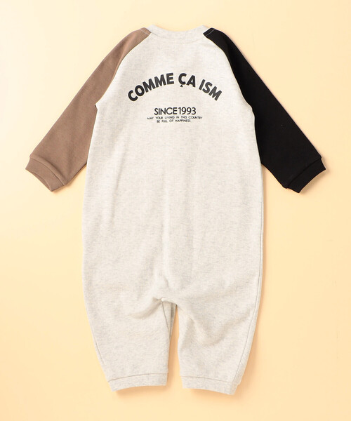 COMME CA ISM（コムサイズム）の「ロゴプリント長袖ツーウェイオール（ロンパース・キッズ・ラベンダー/オートミール・60-80cm）」の2枚目の写真