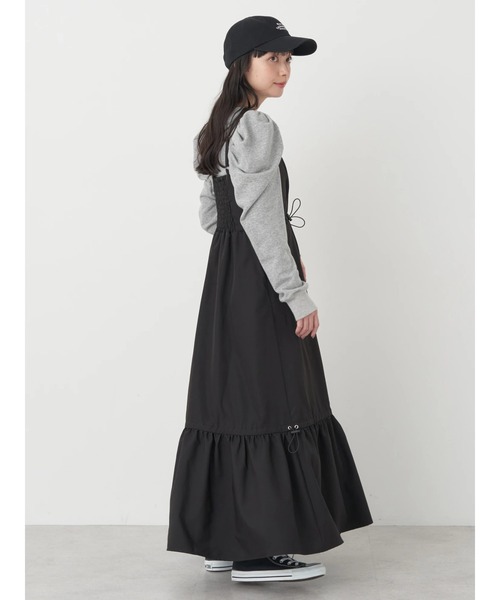 earth music&ecology（アースミュージックアンドエコロジー）の「ドロストキャミワンピース（ワンピース・レディース・ブラック/その他8/カーキ・FREE）」の4枚目の写真