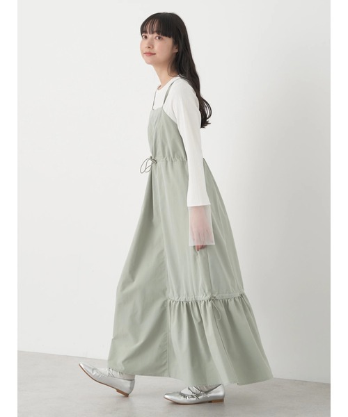 earth music&ecology（アースミュージックアンドエコロジー）の「ドロストキャミワンピース（ワンピース・レディース・ブラック/その他8/カーキ・FREE）」の7枚目の写真