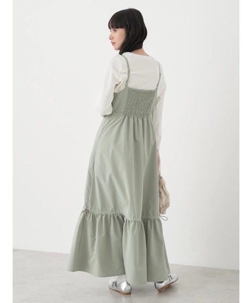 earth music&ecology（アースミュージックアンドエコロジー）の「ドロストキャミワンピース（ワンピース・レディース・ブラック/その他8/カーキ・FREE）」の8枚目の写真