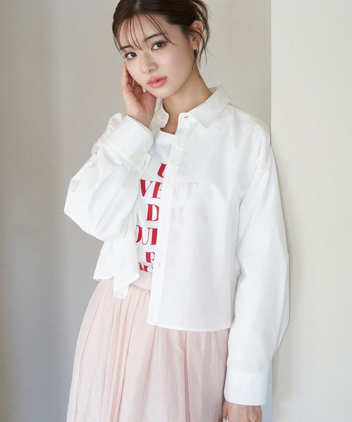 ROPE' PICNIC(ロペピクニック)の「着丈が選べる無地・ストライプクロップド丈シャツ/UVカット・リンクコーデ(シャツ/ブラウス・レディース・ネイビー/サックスブルー/ブルー系その他6/オフホワイト・38)」の8枚目の写真