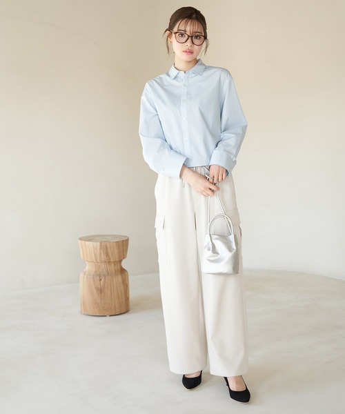 ROPE' PICNIC(ロペピクニック)の「着丈が選べる無地・ストライプクロップド丈シャツ/UVカット・リンクコーデ(シャツ/ブラウス・レディース・ネイビー/サックスブルー/ブルー系その他6/オフホワイト・38)」の17枚目の写真